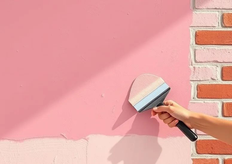 Application d'un enduit décoratif à la lisseuse sur un mur